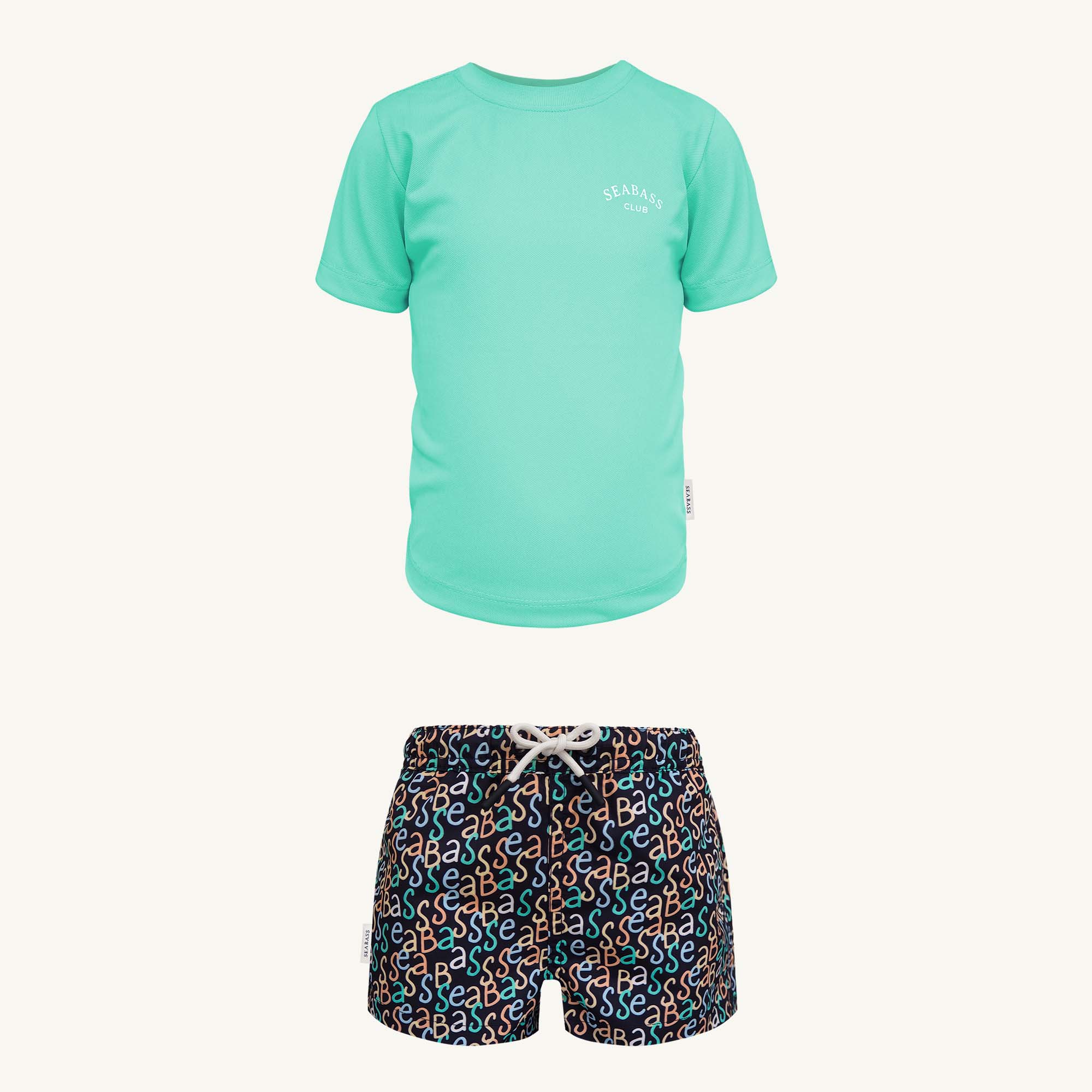 UV Schwimmset - Badeshort Hollywood und T-Shirt Mintgrün