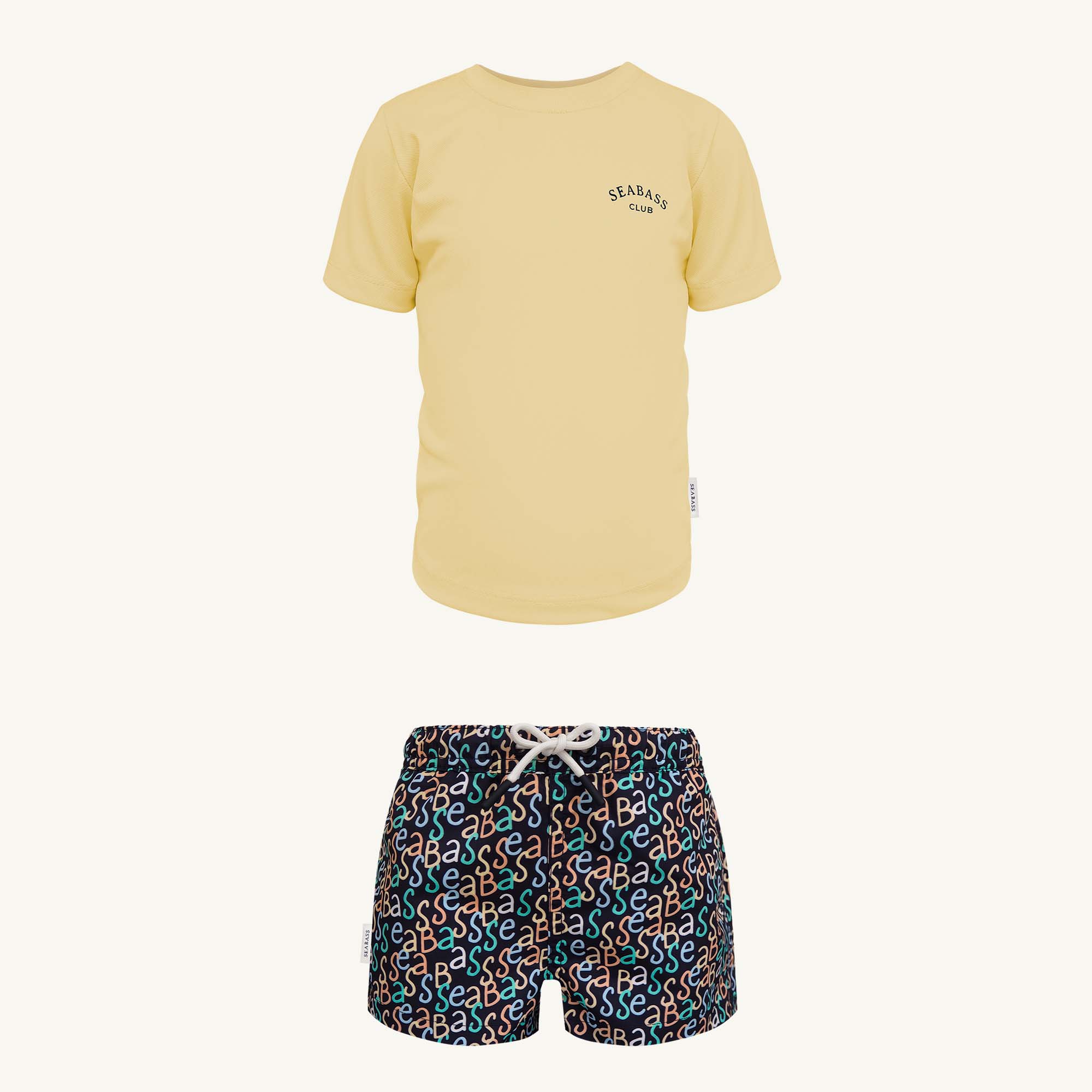 UV Schwimmset - Badeshort Hollywood und T-Shirt Weiches Gelb
