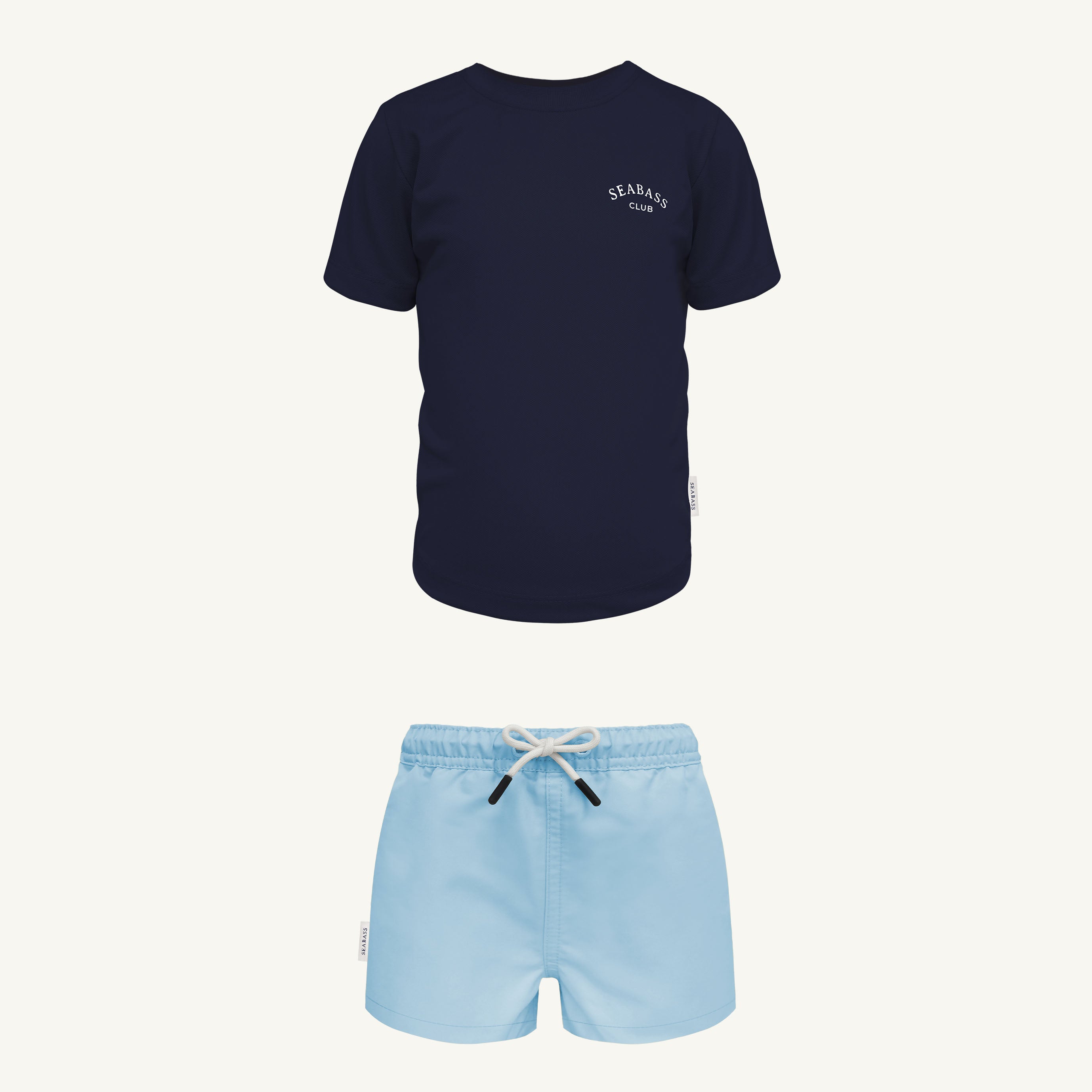 UV Schwimmset - Badeshort Hellblau und T-Shirt Marineblau