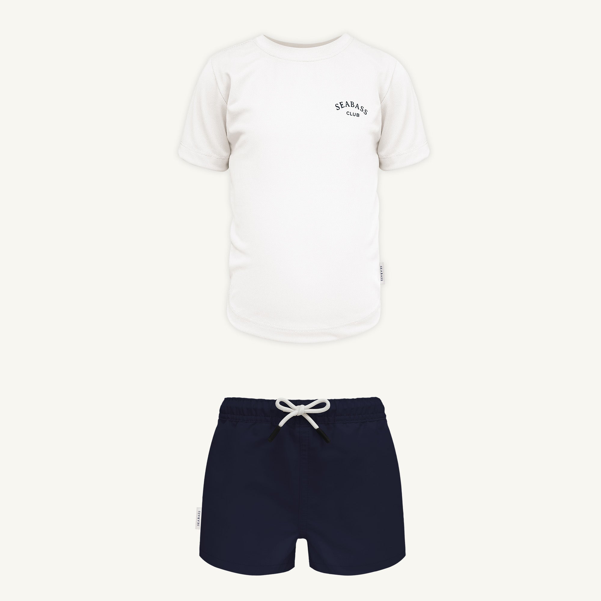UV Schwimmset - Badeshort Marineblau und T-Shirt Weiß